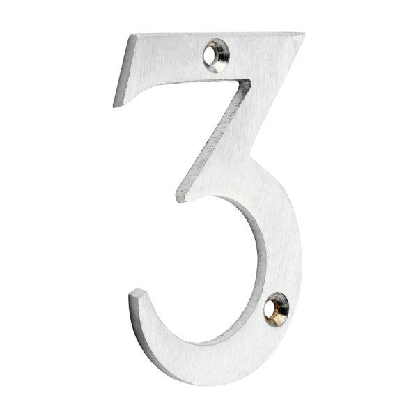 TIMCO Door Numeral 3 - Satin Chrome - 75mm