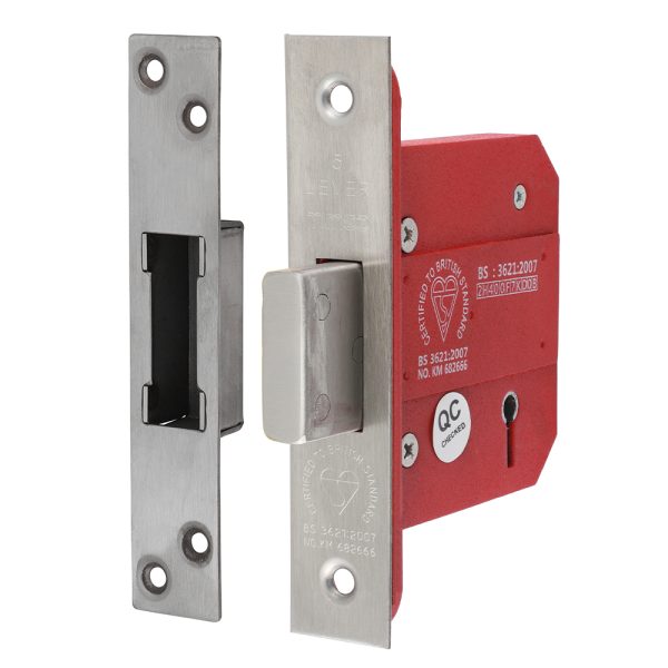 TIMCO 5 Lever British Standard CE Deadlock - Stainless Steel - Satin - 78 case / 57 backset