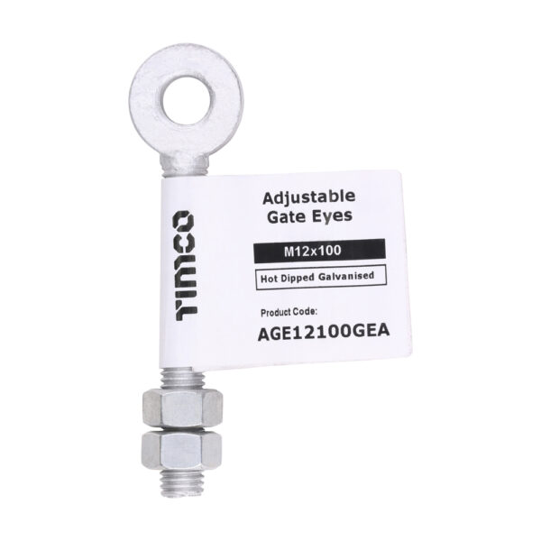 Adjustable Gate Eye with Nuts - Hot Dipped Galvanised - M12 x 100