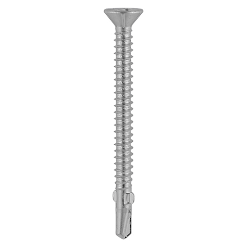 TIMCO Metal Construction Timber to Light Section Screws - Countersunk - Wing-Tip - Self-Drilling - Bi-Metal - Exterior - Silver Organic - 5.5 x 65