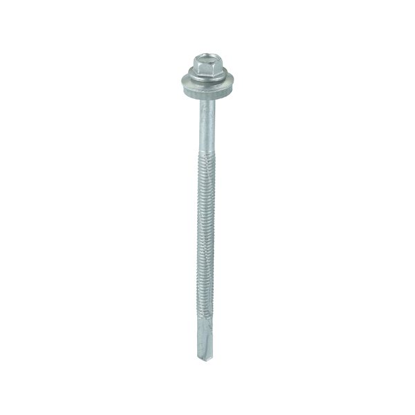 TIMCO Metal Construction Heavy Section Screws - Hex - EPDM Washer - Self-Drilling - Exterior - Silver Organic - 5.5 x 100