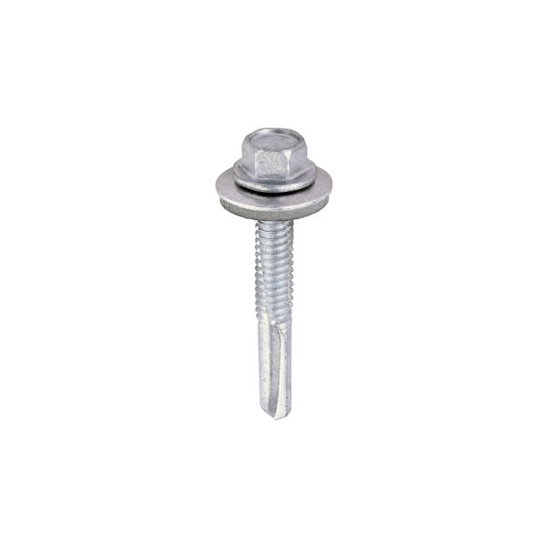 TIMCO Metal Construction Heavy Section Screws - Hex - EPDM Washer - Self-Drilling - Exterior - Silver Organic - 5.5 x 38