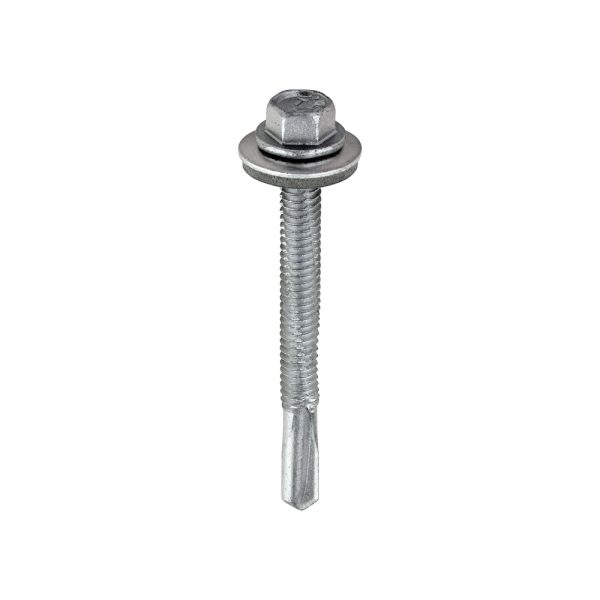 TIMCO Metal Construction Heavy Section Screws - Hex - EPDM Washer - Self-Drilling - Exterior - Silver Organic - 5.5 x 55