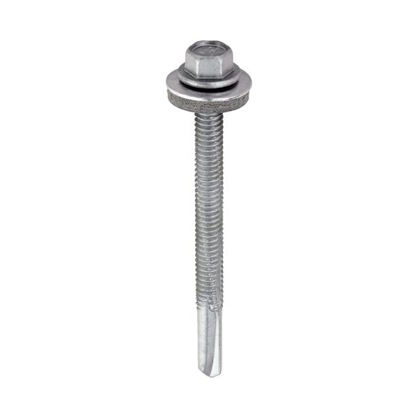 TIMCO Metal Construction Heavy Section Screws - Hex - EPDM Washer - Self-Drilling - Exterior - Silver Organic - 5.5 x 65