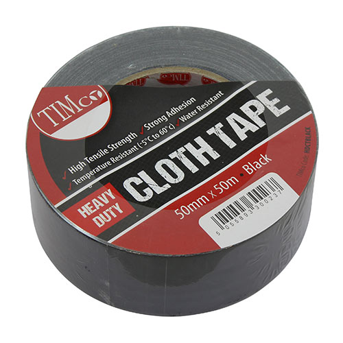 TIMCO Heavy Duty Cloth Tape - Black - 50m x 50mm