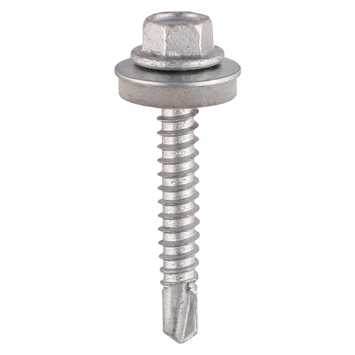 TIMCO Metal Construction Light Section Screws - Hex - EPDM Washer - Self-Drilling - Exterior - Silver Organic - 5.5 x 50