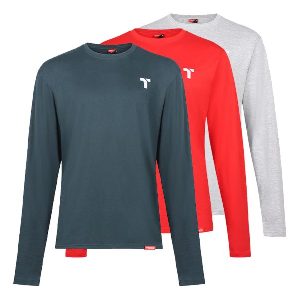 TIMCO Long Sleeve Trade T-Shirt Pack - X Large (Grey/Red/Green)