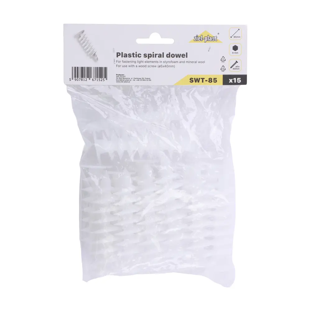 Ziel-Plast Insulation Spiral Dowels - 85mm - In Bag