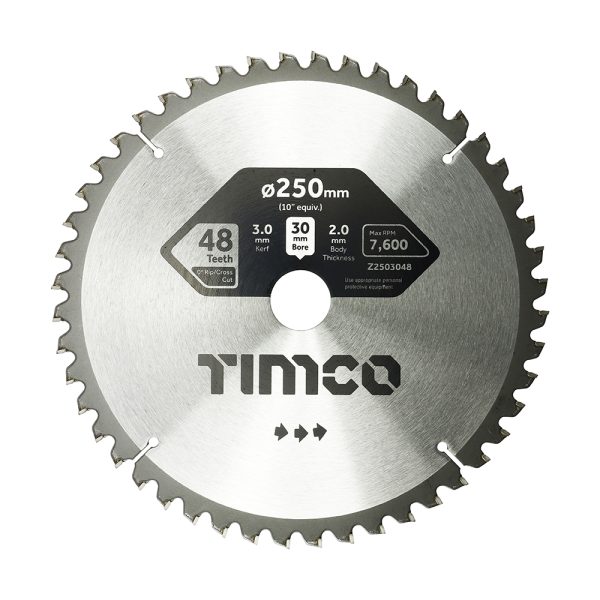 TIMCO 0° Mitre Saw Blade - 250 x 30 x 48T
