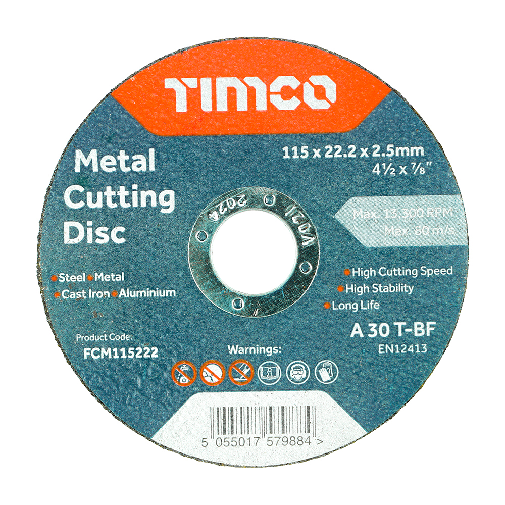 25FCM115222_w1 Timco Bonded Abrasive Cutting Disc 115 x 22.2 x 2.5