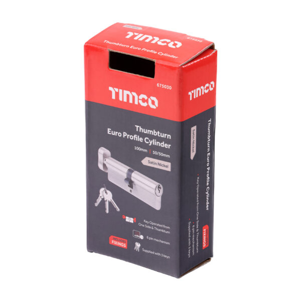 Timco Thumbturn Euro Cylinder Satin Nickel 100