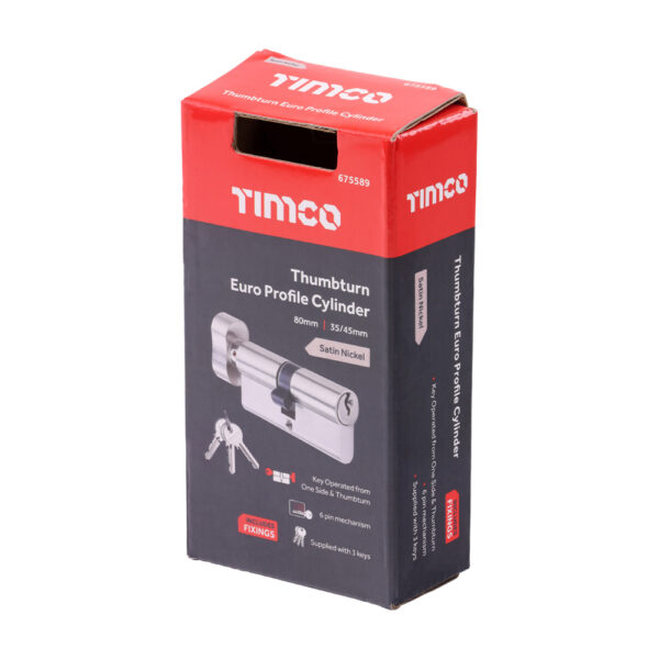 Timco Thumbturn Euro Cylinder Satin Nickel 80