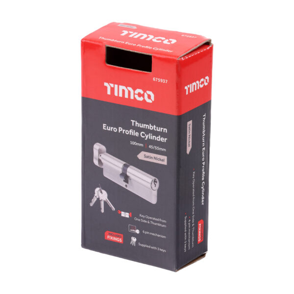Timco Satin Nickel Thumbturn Euro Cylinder 100