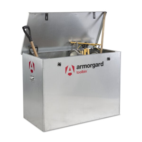 Armorgard ToolBin with lid open and tools