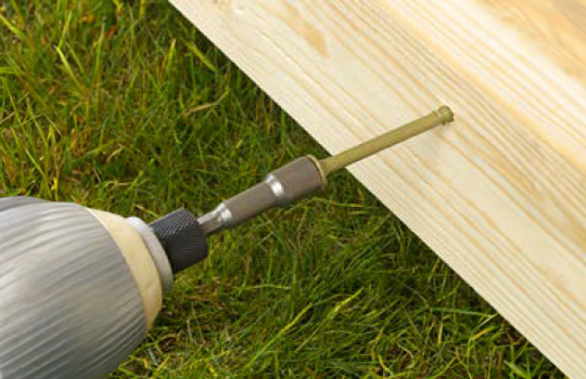 Hex head wood screw in use