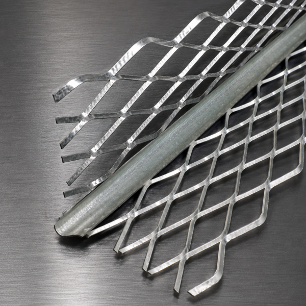 Galvanised plastering bead with expanded metal mesh wings