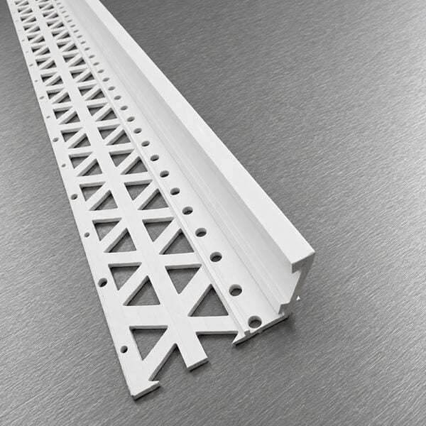 External Render Stop uPVC 2.5m x 12–22mm with perforated fixing wing – box of 25