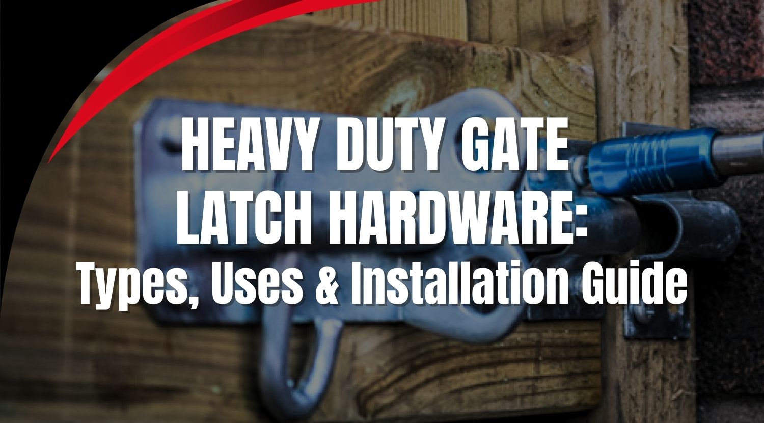 Heavy duty gate latch hardware being fitted to a timber gate with a drill