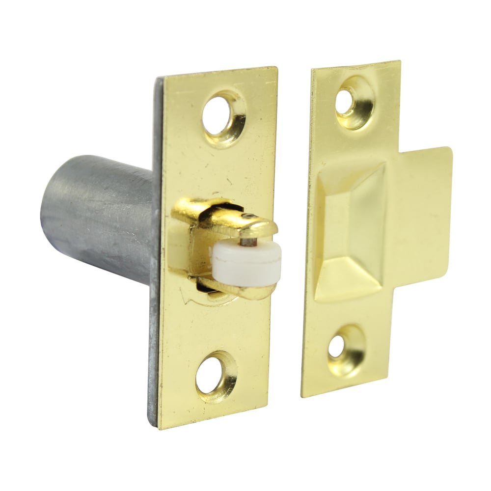 ARCBRASSBG_w1 Timco Adjustable Roller Catch Electro Brass 39mm with matching strike plate