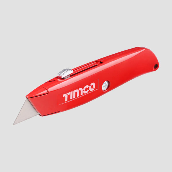 Timco Retractable Utility Knife with red handle and retractable blade