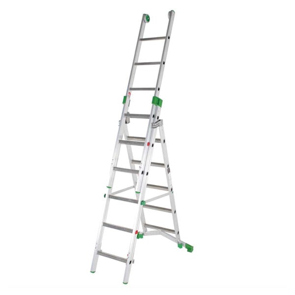 TB Davies PRIMA 2.0m aluminium industrial combination ladder in extended stepladder configuration