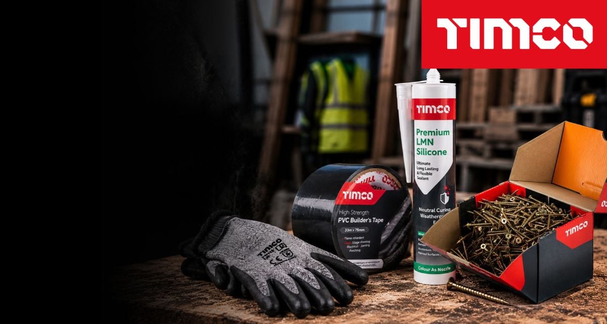 TIMCO screws, sealant, tape and work gloves from our authorised TIMCO range.